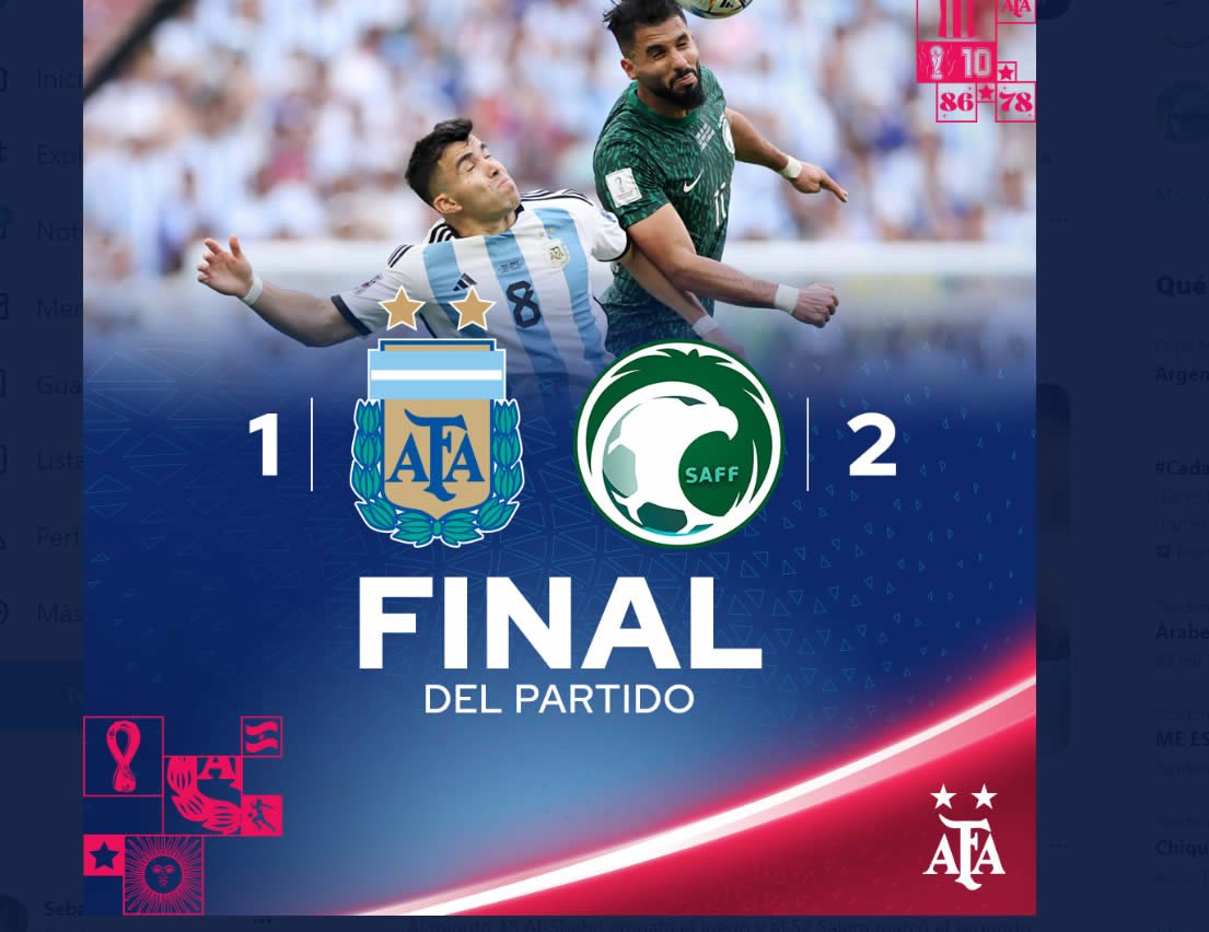 Resumen y Goles de Argentina 1 vs Arabia Saudita 2